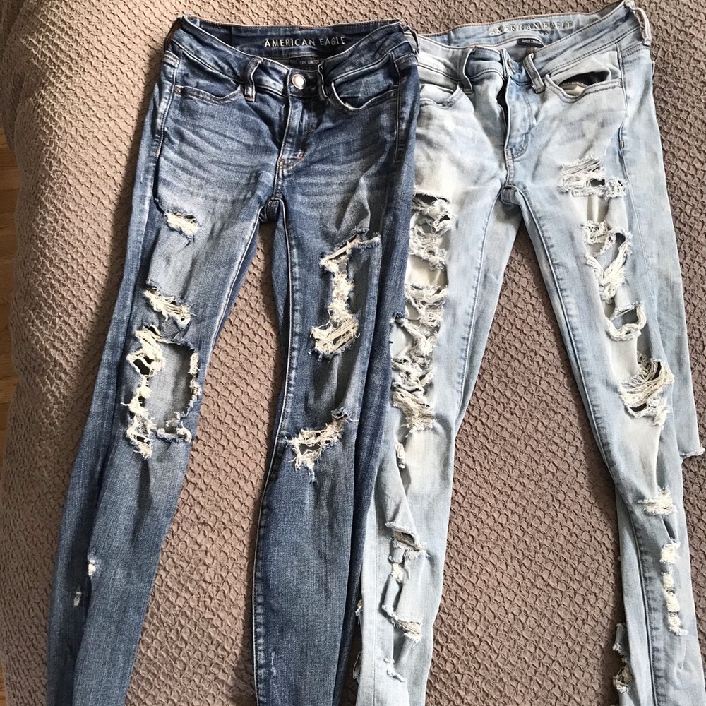 Kit for making your own shorts or two pairs of extremely distressed jeans
